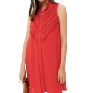 Pomander Place Red Lace Pintucked Sleeveless Dress XL Tuckernuck